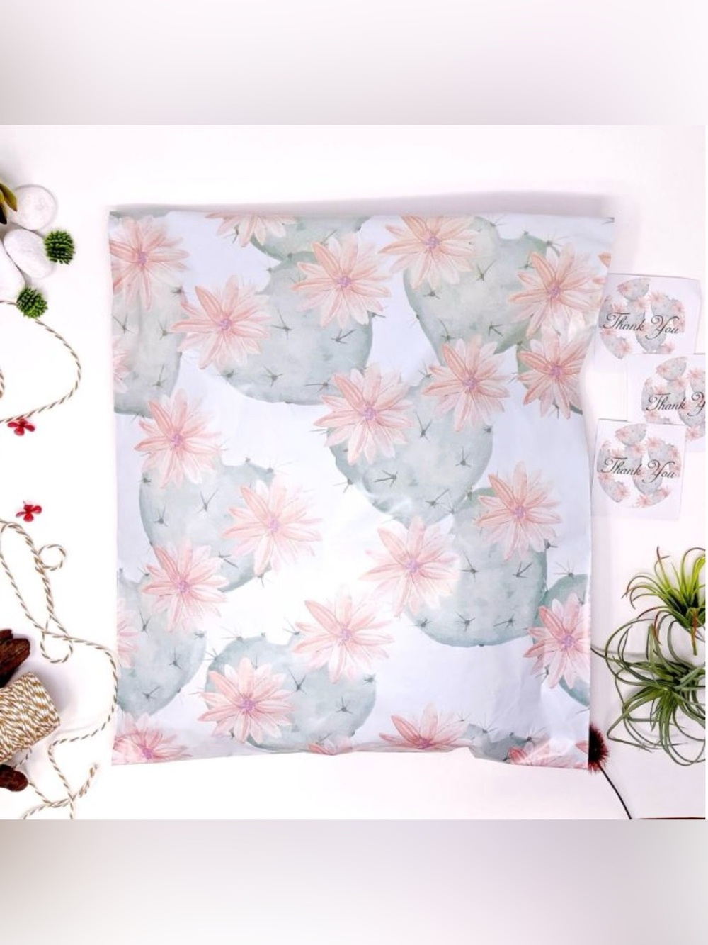 30 10” x 13” Flowering Cactus Blossom Poly Mailers
